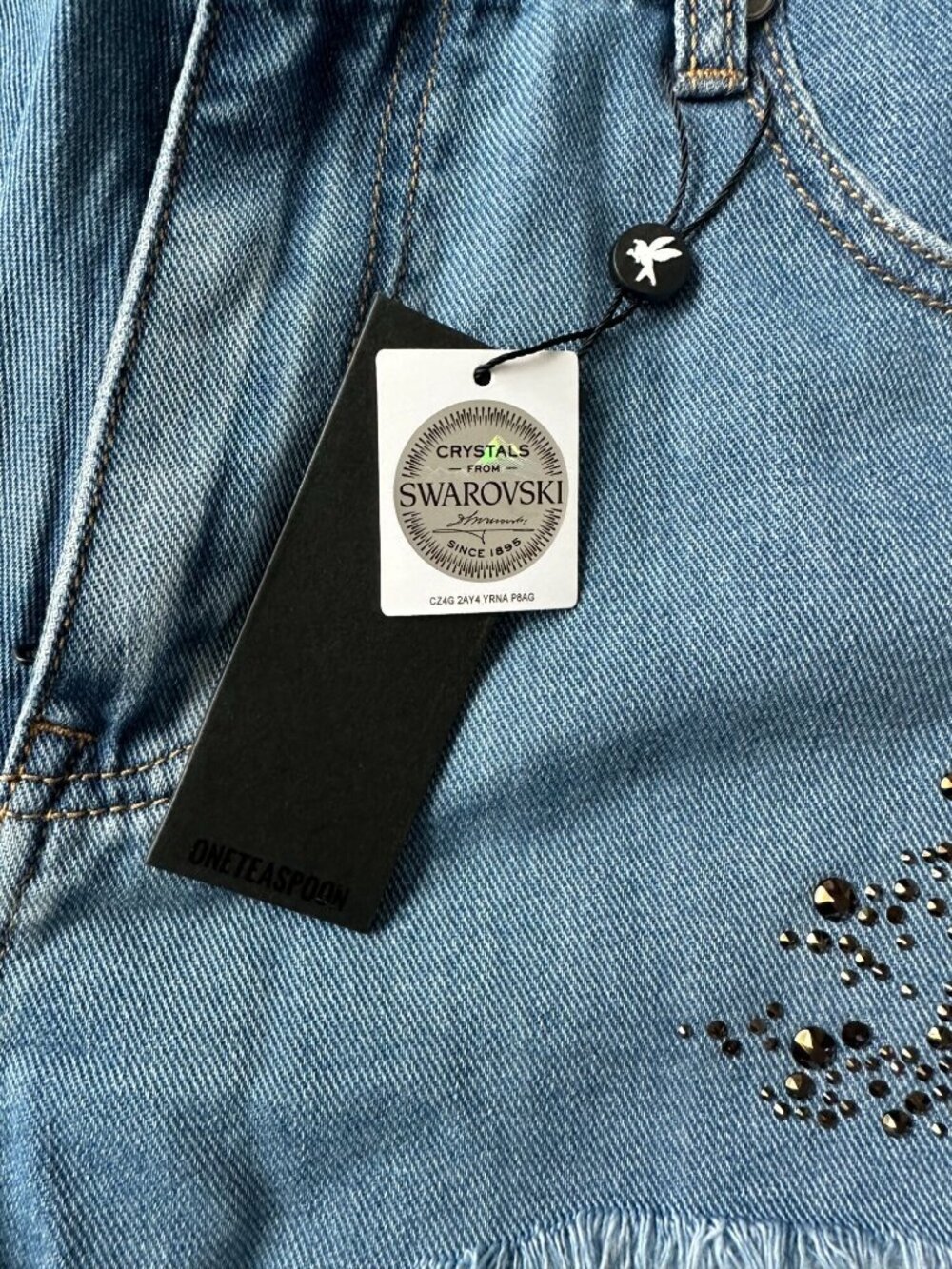ONE TEASPOON Crystal Rocks Swarovski Collab Denim Shorts Sz 28 NEW - Picture 7 of 9